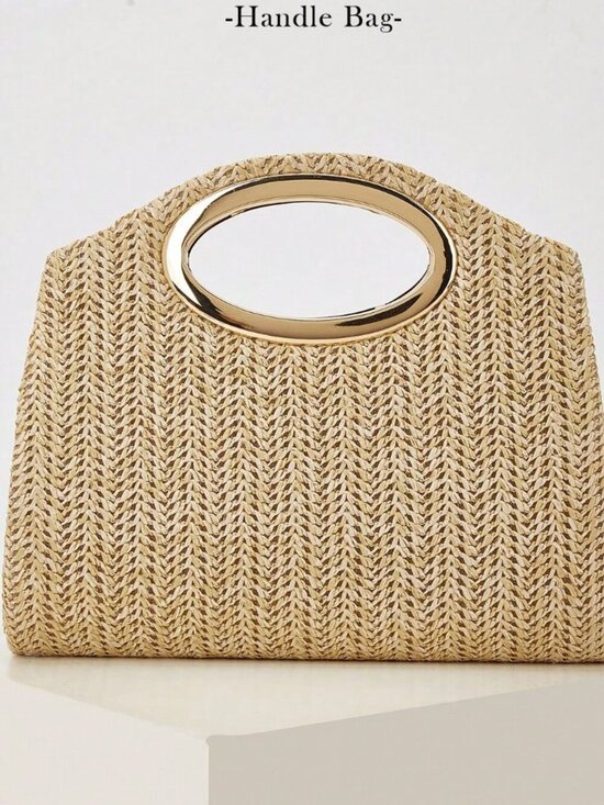 Handbags - Khaki Versatile Minimalist Woven Women's handle and Shoulder Bag